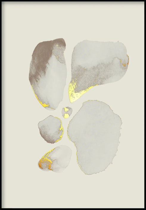 Creme Gemstones Right Real Gold Poster